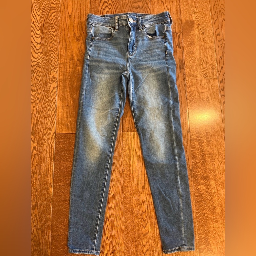 American Eagle Blue Skinny Jeans Next Level Stretch Hi Rise Jegging Size 2 Short